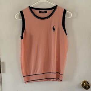 Polo Ralph Lauren light coral black knit sweater vest embroidered logo Size S